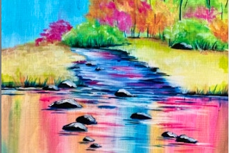 Paint Nite: Colorful Lake Reflections